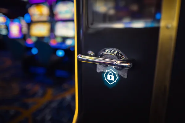 A glamorous woman holding casino chips in a neon-lit environment, representing the premium online casino atmosphere of 5666BED.